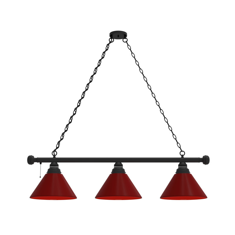 3 - Light Pool Table Lights Pendant, Black, Burgandy