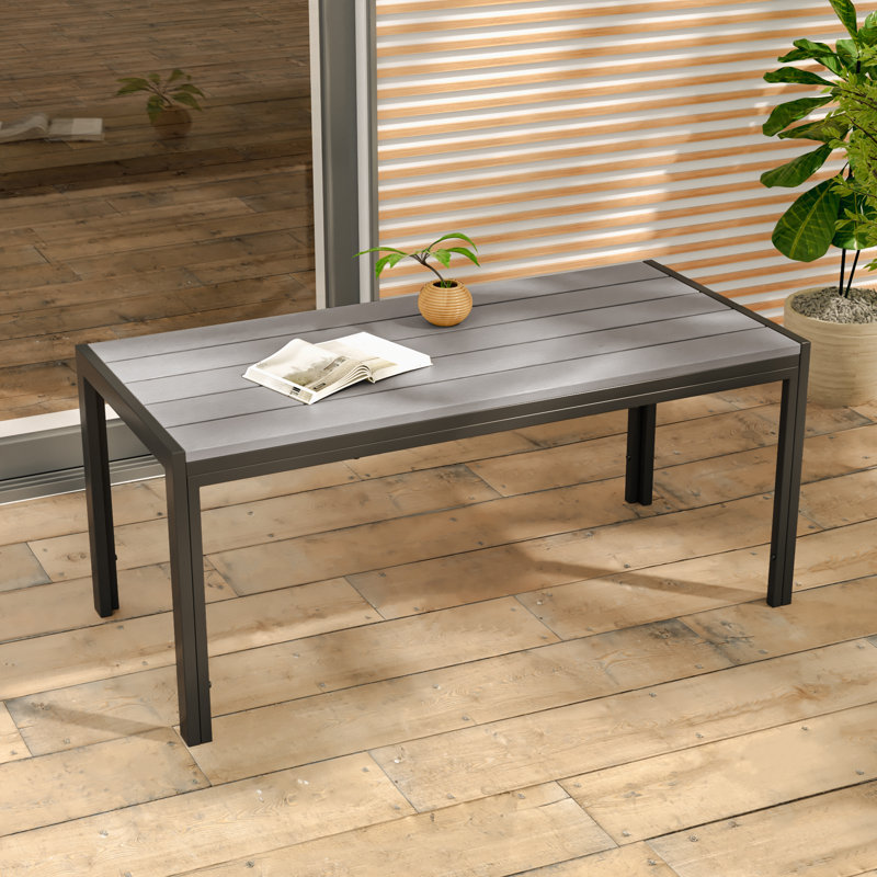 Rectangular Patio Coffee Table with HIPS Table Top, Gray
