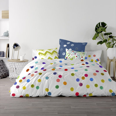 Ebern Designs Mccoy Cotton Dots Duvet Cover Set with Pillowcases