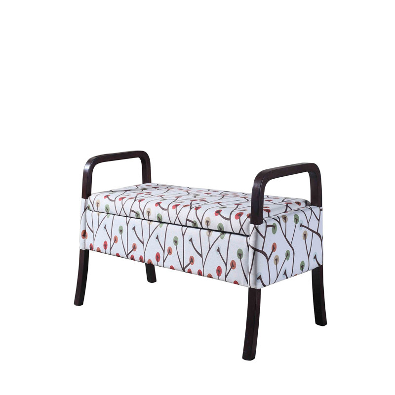 Polyester Blend Upholstered Storage Bench, Red/Green, 23.25" H x 43.25" W x 17.25" D