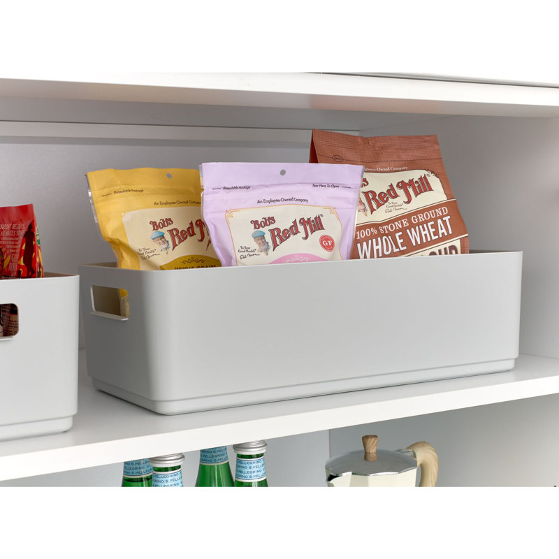 iDesign Kitchen Recycled Plastic Storage Bin, 17" x 8.5" x 5", Gray, 5.07" H x 8.63" W x 17.31" D