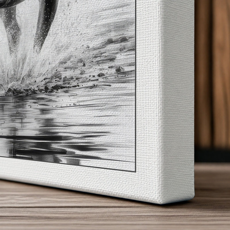 Horse Through Water Minimalist - Wrapped Canvas, 18x12 - 45.7 x 30.5 cm, White Border