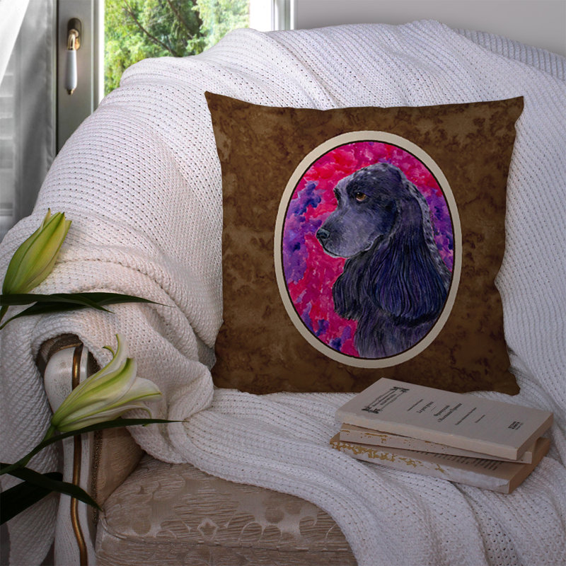Coussin décoratif d’intérieur/d’extérieur carré à robinets épagneul