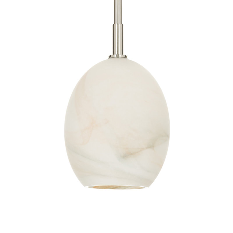 Luminaire suspendu simple Artemis (verre), Albâtre, Nickel poli