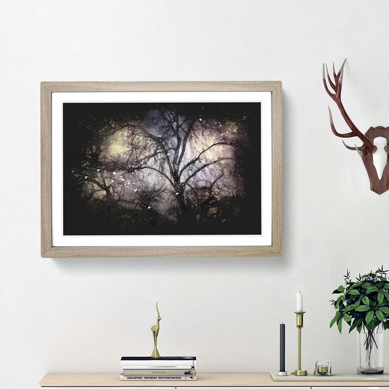 Weeping Willow Tree - Picture Frame Graphic Art Print, 24cm H x 33cm W x 2cm D, Oak Framed