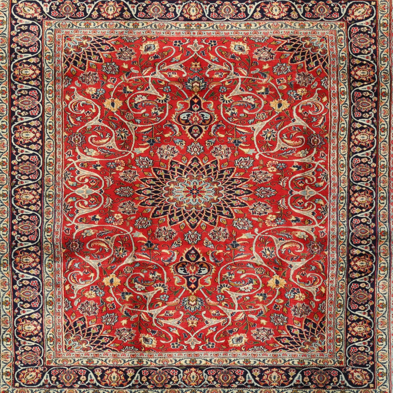 Tapis brun à motif oriental, Carré 6 pi