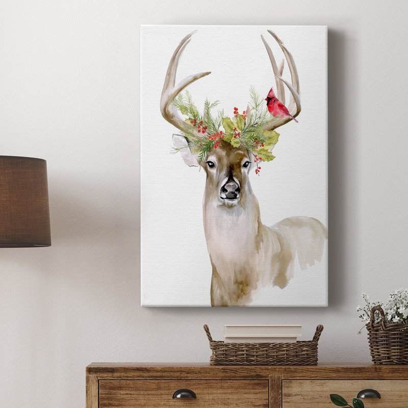 Holiday Deer I - galerie sur mesure, H 12 po x l 8 po