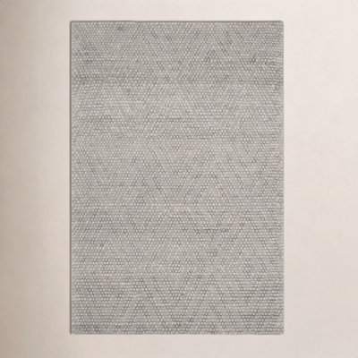 Russo Silver Hand-Woven Geometric Flatweave Rug