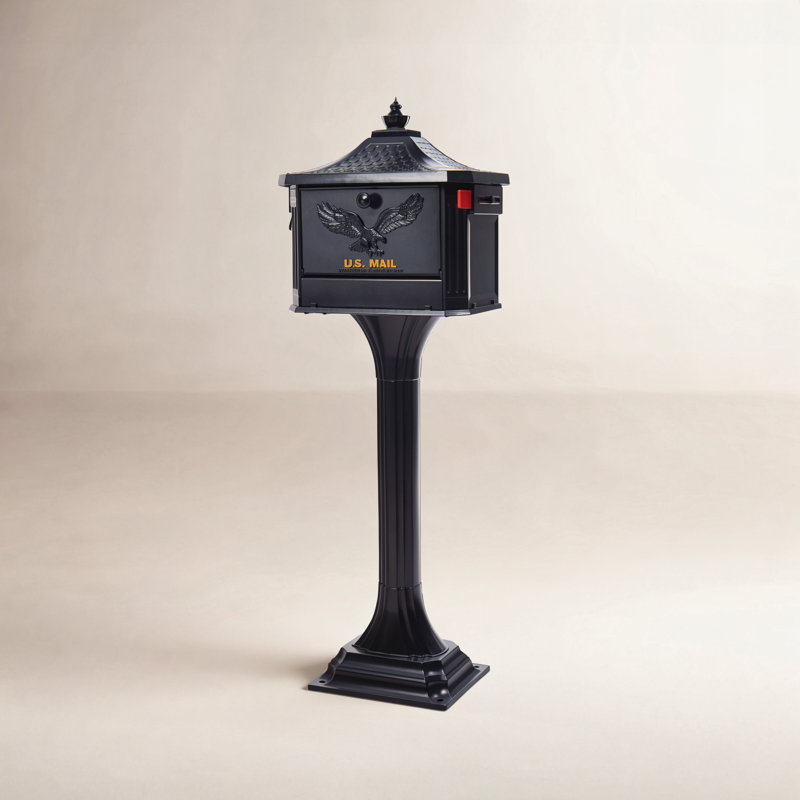 Pedestal Locking Mailbox and Post Kit, Black
