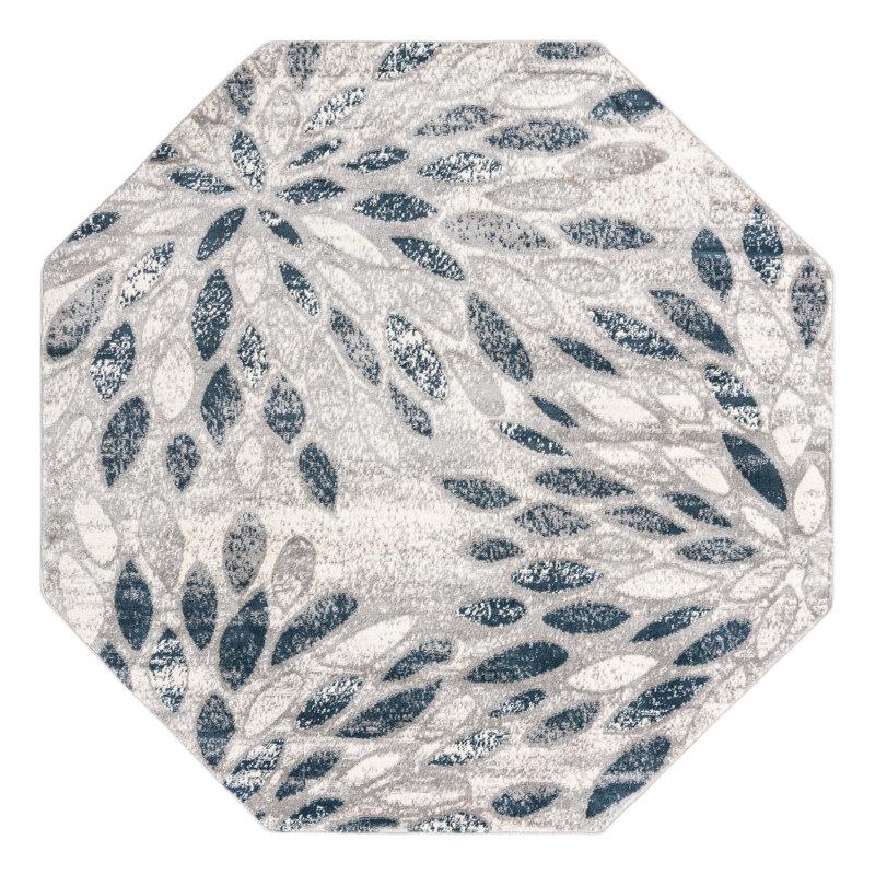 Aamia Abstract Area Rug, Octagon 8' x 8', Gray
