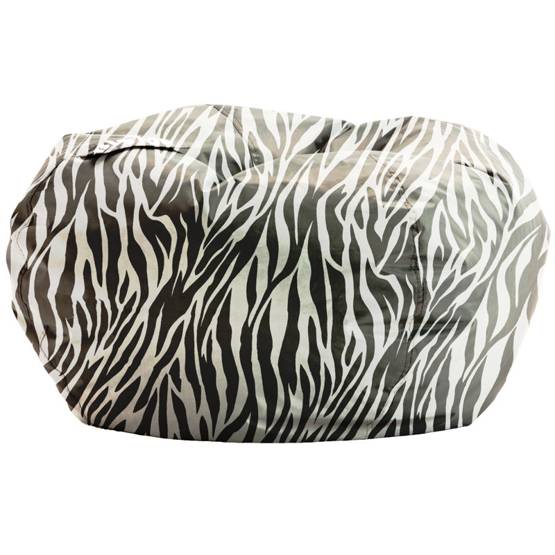Big Joe Classic Bean Bag Chair, Zebra Polyester Blend, 17"H x 24"W x 24"D
