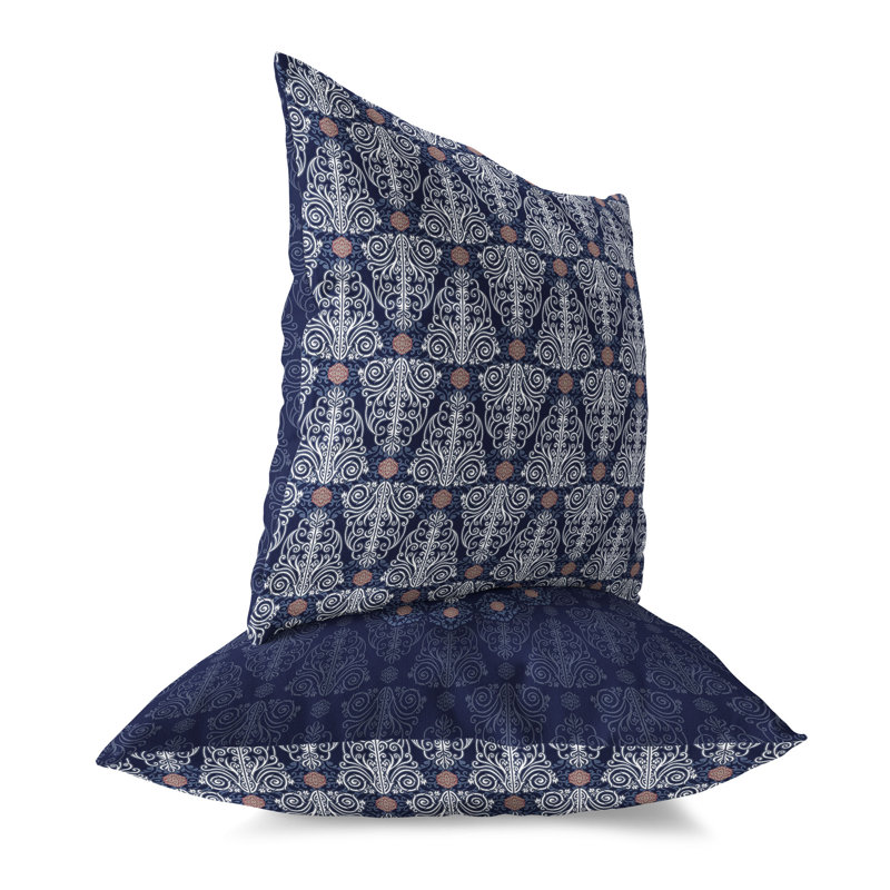 Coussin Mandala, H 18 po x l 18 po, Bleu / bleu marine