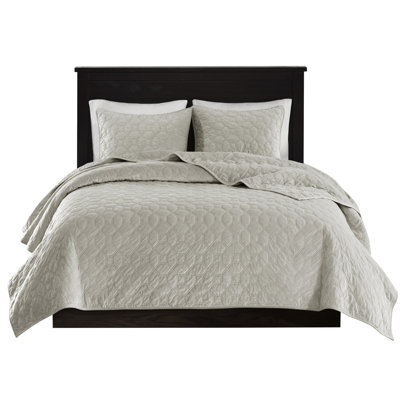 3 pièces de courtepointe en velours très grand / très grand - Matelassage géométrique pour une chambre à coucher paisible et luxueuse