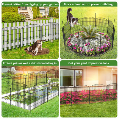 Paquet de 5 clôtures de jardin, clôture en métal de 32 po (H) x 11 pi (L), clôture décorative antirouille, clôture en fer forgé, clôture en fer forgé, clôture extérieure sans creusage pour bordures de jardin, pelouse et patio
