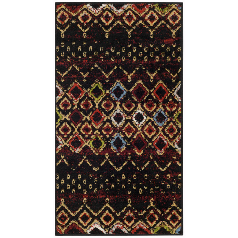 Tapis performance à motif sud-ouest Aird, Black/Multi, Rectangle 3 pi x 5 pi