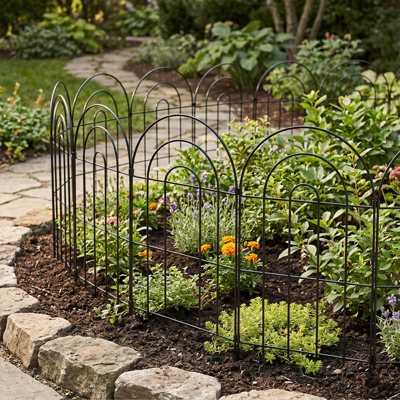 60 cm H x 33 cm W Steel Fence Panels Fencing with 10