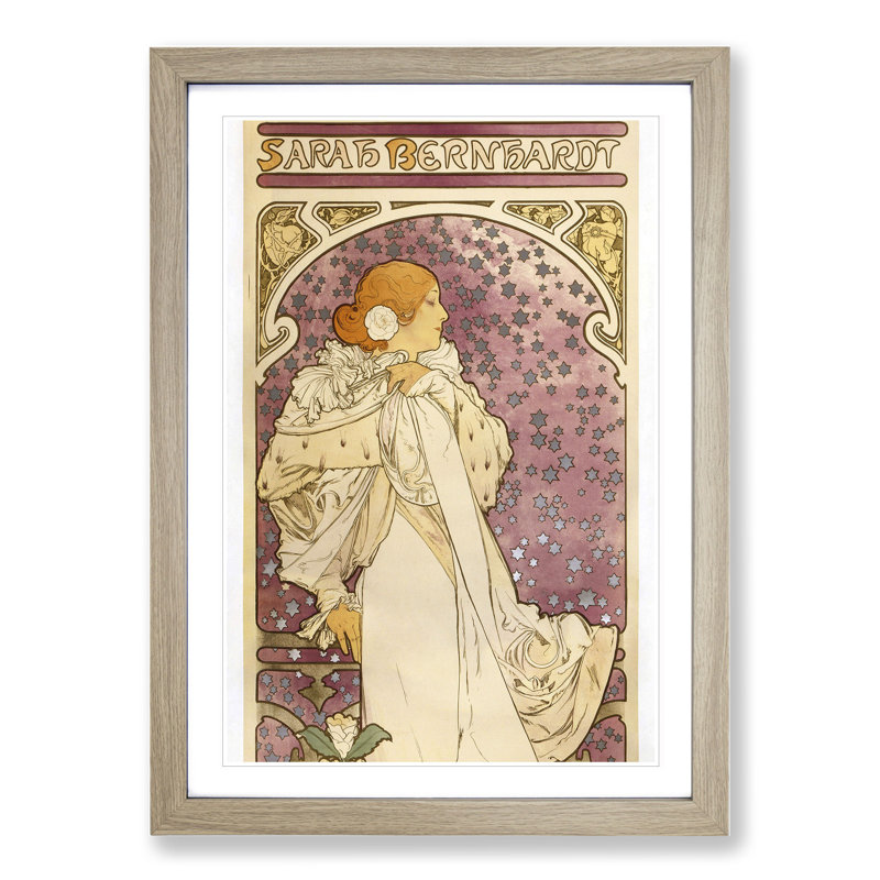 Lady of the Camellias by Alphonse Mucha - Framed Print, 36cm H x 27cm W x 2cm D, Oak Framed