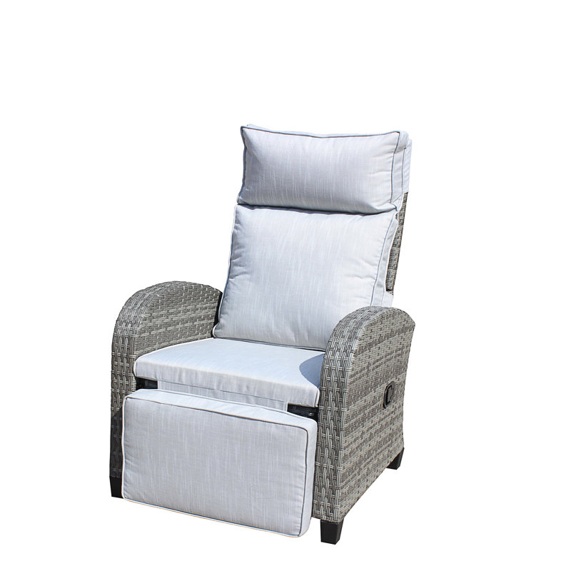 Fauteuil inclinable d'extérieur en osier avec dossier réglable et accoudoirs, chaises de conversation toutes saisons, pour balcon de cour pour piscine