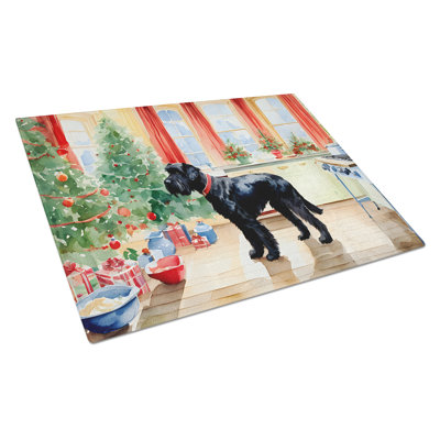 Giant Schnauzer Christmas Cookies Glass Cutting Board