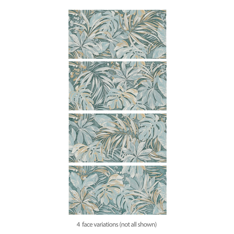 Parete Tropici 24" x 47" Porcelain Natural / Floral Wall & Floor Tile, Blue