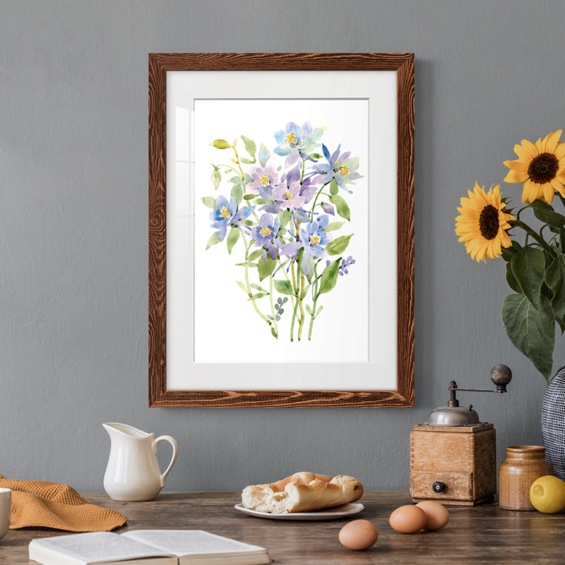 " Columbine Spray II " Painting Print, Maple Framed, 20" H x 17" W x 1" D