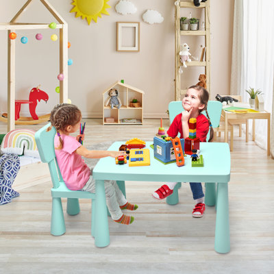 Lon Kids 3 Piece Rectangular Play Or Activity Table and Chair Set