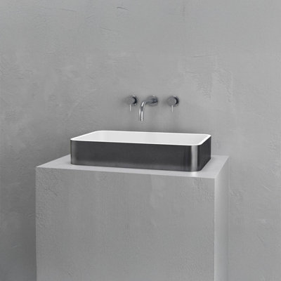 Vast Studio 21.5” L x 13.8” Aged Silver/White Rectangular Vessel Bathroom Sink Countertop Wash Basin