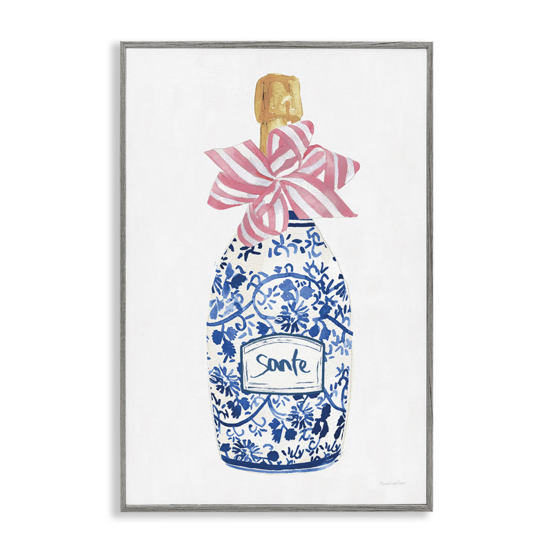 Giclée encadrée rose et bleue, design par Mercedes Lopez Charro, H 24 po x l 16 po, Estampe numérique Farmhouse