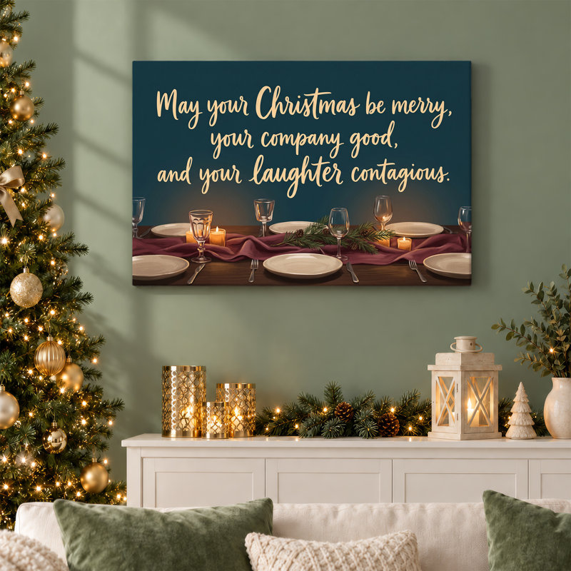 May May Be Merry Text On Candlelit Table Decor, 12"H x 18"W