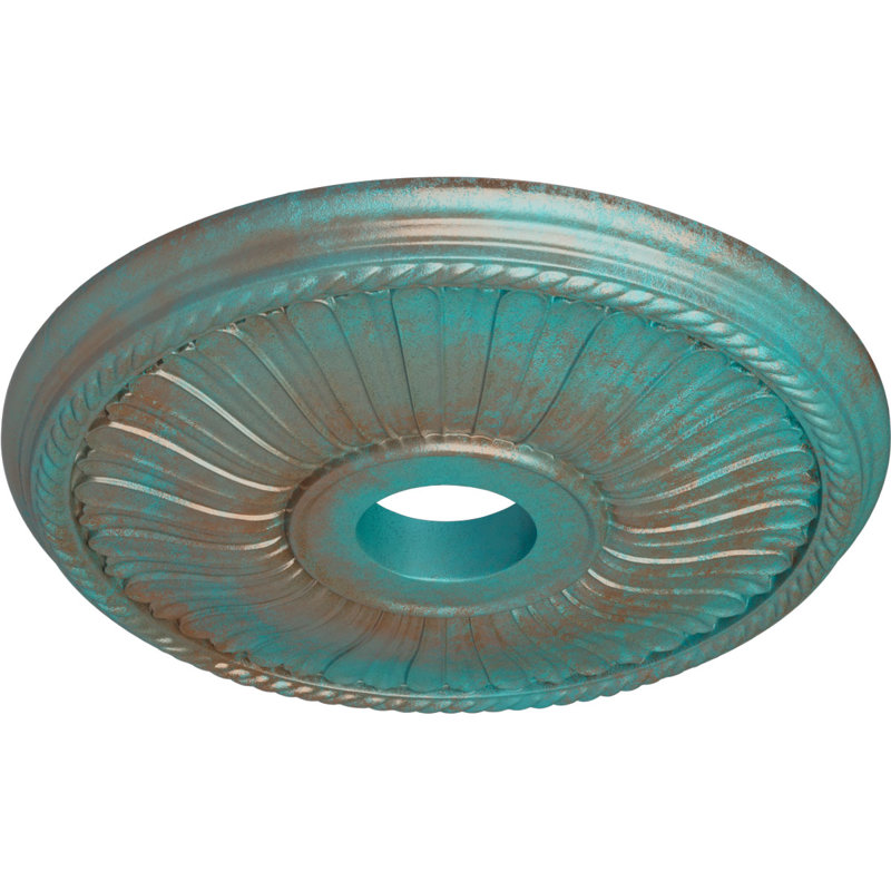 Médaillon de plafond Endurathane Berkshire, DE 20 1/8 po x P 3 7/8 po x P 1 7/8 po (convient aux auvents jusqu'à 6 3/8 po), fini cuivre patiné peint à la main