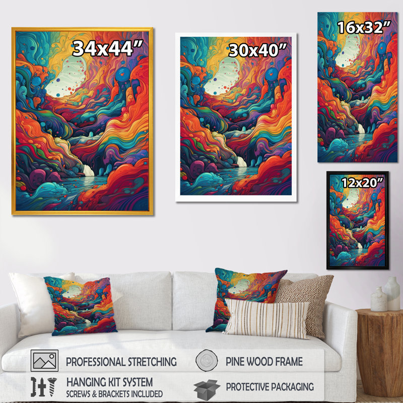 Rainbow Colored Waves I - impression, H 20 po x l 12 po x P 1 po, Toile tendue