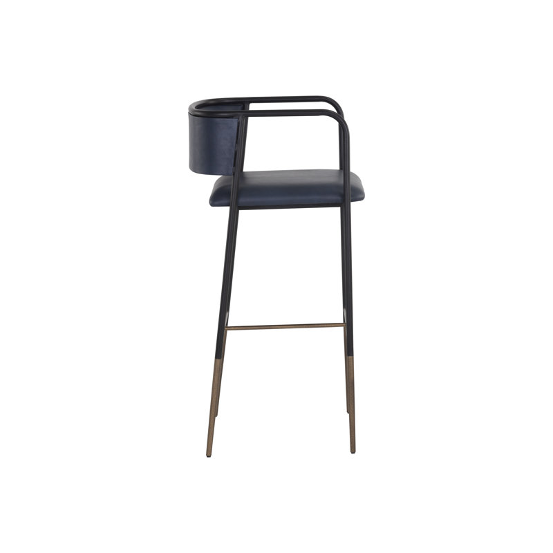 Brenan Upholstered Bar Stool with Metal Frame, Brown, Bar Stool (29.5” Seat Height)