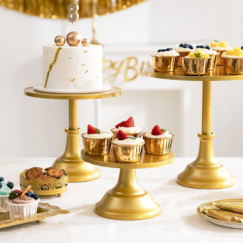 3 Pcs Gold Metal Cake Stand Set