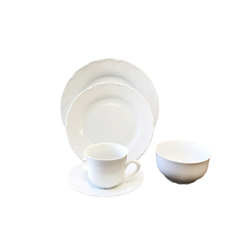Couvert individuel 5 pièces en porcelaine snow drop, service pour 1 Plyler