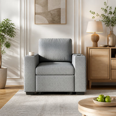 35.4" Modern Sofa Pull-Out Sofa Bed Sofa Couch Single Sofa Chair For Living Room, Gray