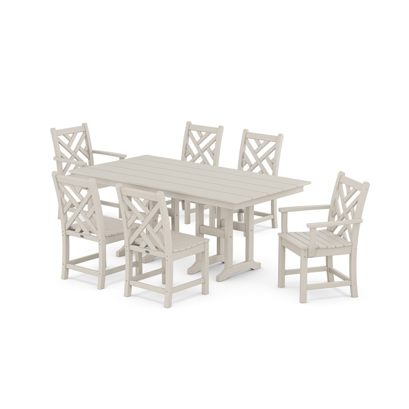 Chippendale 7-Piece Farmhouse Dining Set, Sand