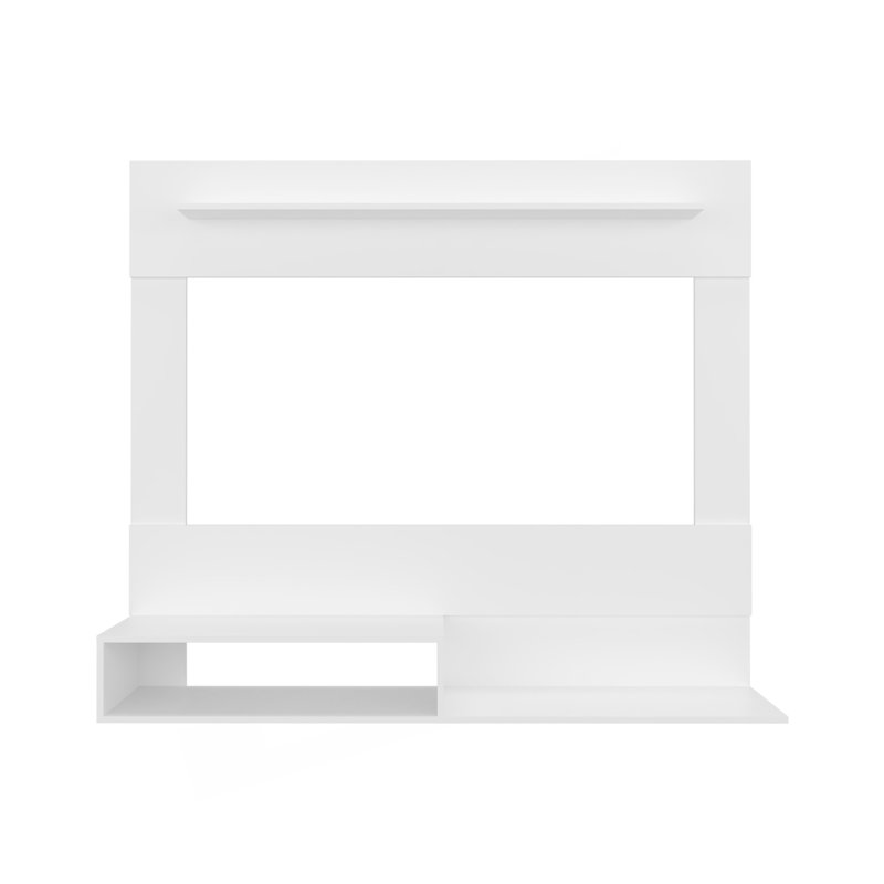 Meuble audio-vidéo Pékin, une tablette supérieure, deux tablettes, espace pour la télévision, blanc