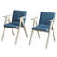Chaise avec accoudoirs en lin bleu Nawatha