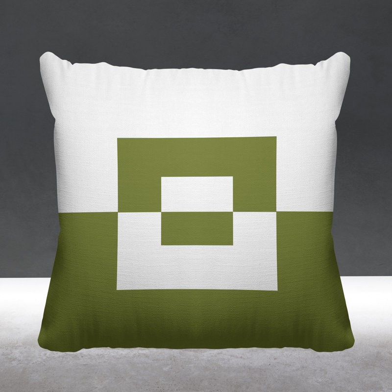 Coussin décoratif intérieur / extérieur Granger, L 15 po x H 15 po, Vert olive