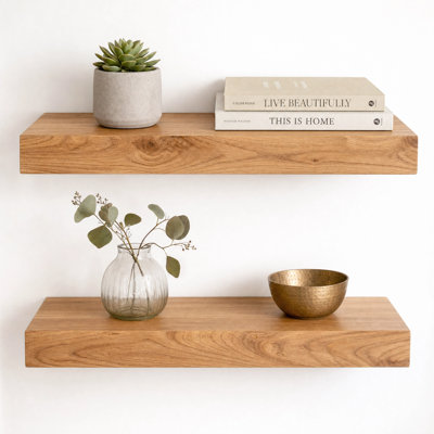 Desseray Set of 2 Reclaimed Elm Floating Shelves