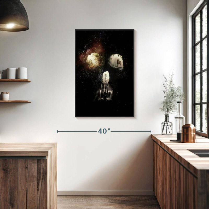 Cave Skull, 25" x 37", Floating Frame Black