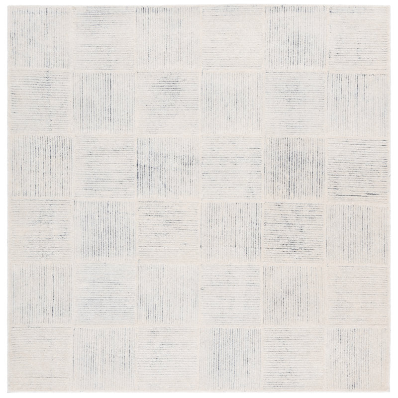 Metro 482 Hand Tufted Wool Pile Geometric Rug, Square 6'