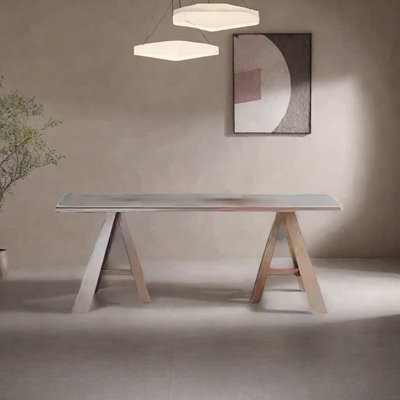 Unique solid wood sintered stone dining table