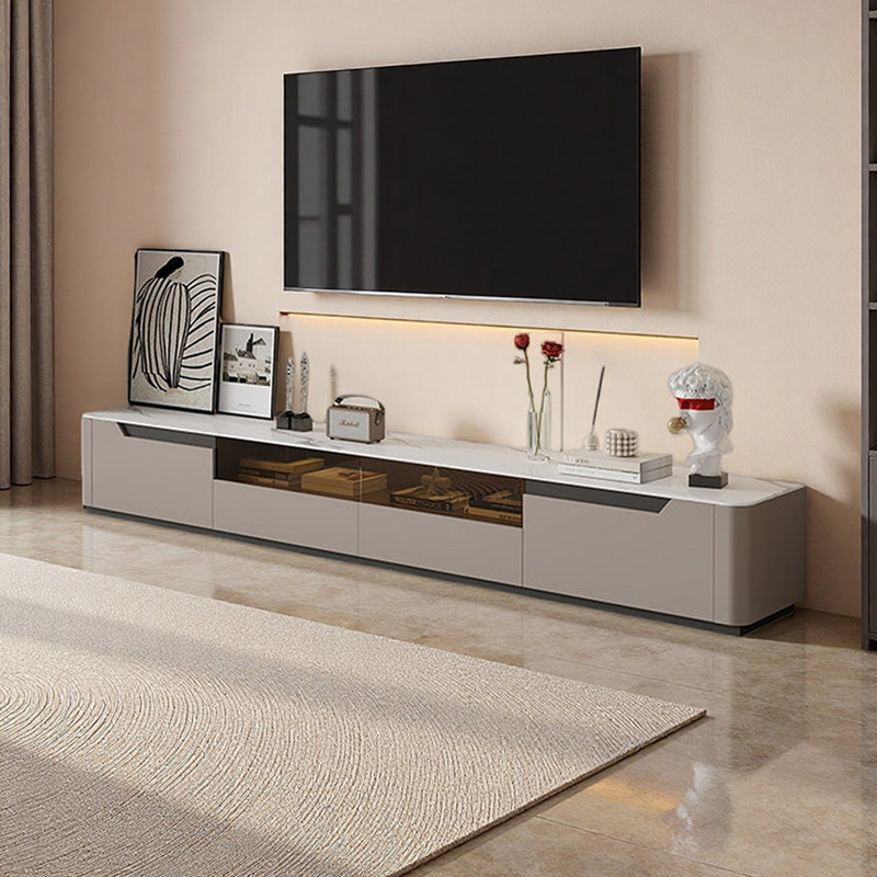 Meuble télé avec 4 tiroirs Sintered Stone, 15.74"H x 94.48"L x 13.77"W