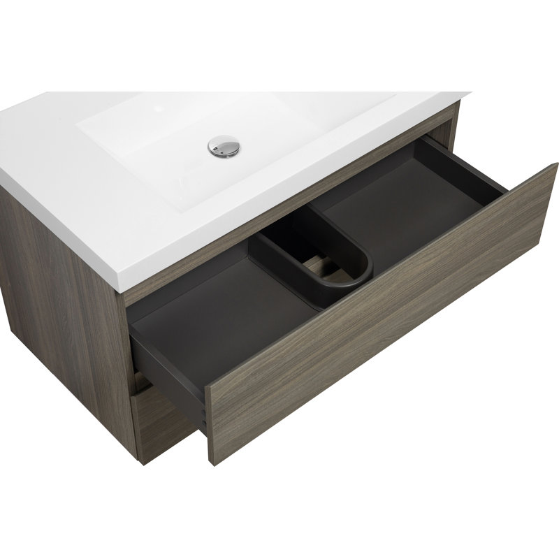 Meuble-lavabo flottant avec lavabo et meuble-lavabo, Gris
