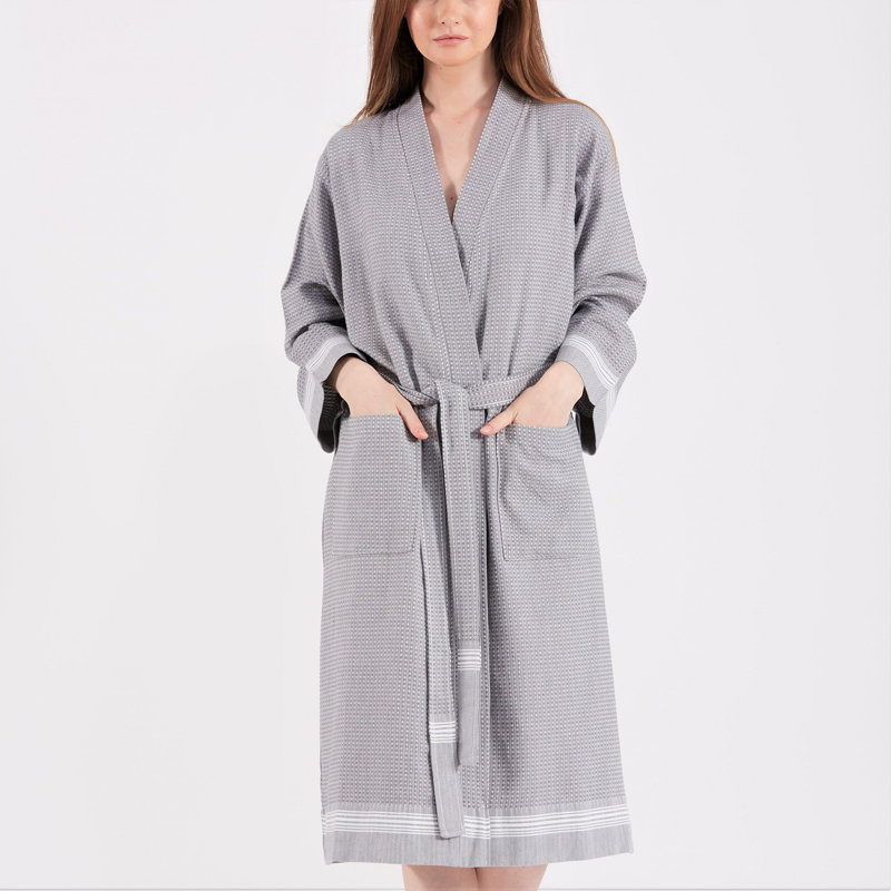 Woodcrest Cotton Mid-Calf Bathrobe with Pockets, Small/Medium