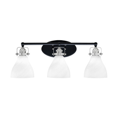Barre d'éclairage de salle de bain 3 lumières avec verre en marbre Easton 6,25 po Easton