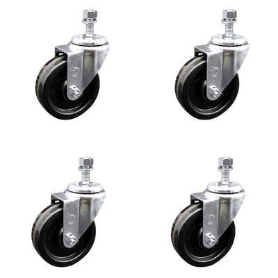 Wheel Swivel 10mm Threaded Stem Caster Set 2 Brakes SCC