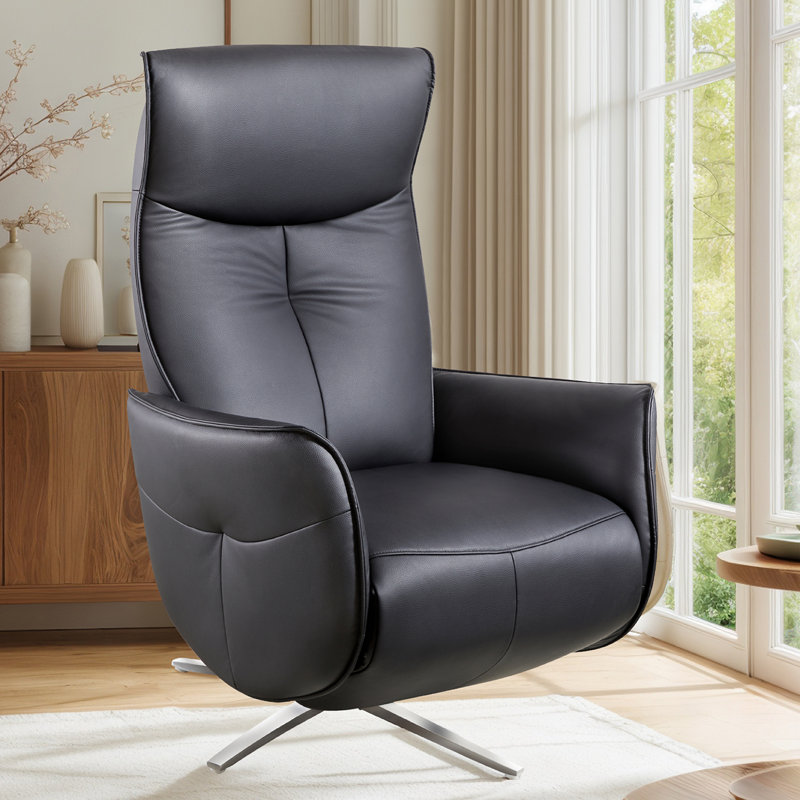 Fauteuil inclinable électrique en cuir, zéro gravité, canapé inclinable pivotant à 270 °, Noir, noir, noir, noir