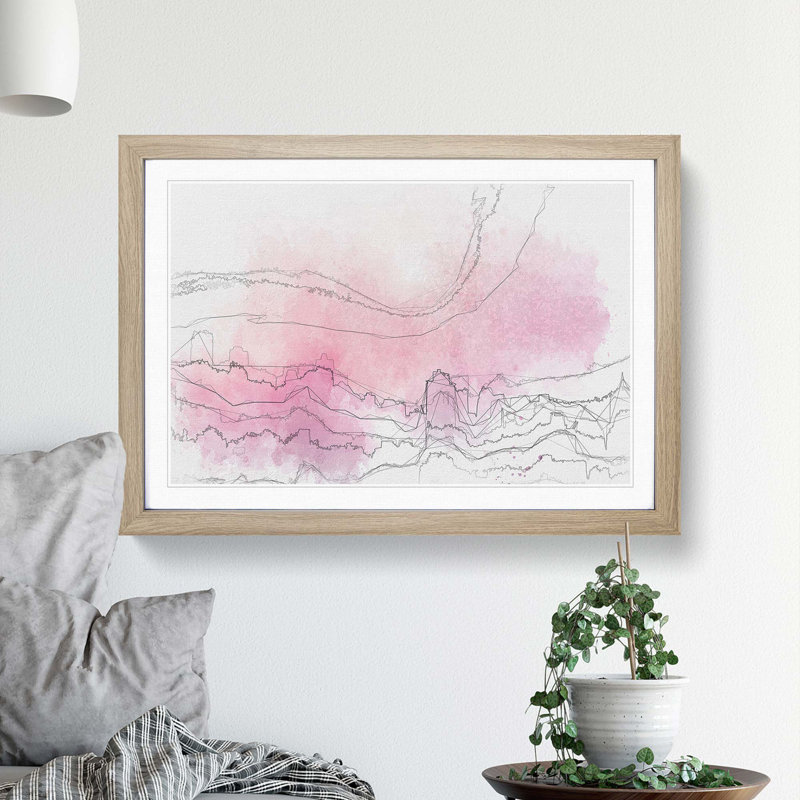 Pink Fog over the City in Abstract - Framed Print, Oak, 40cm H x 60cm W x 2cm D